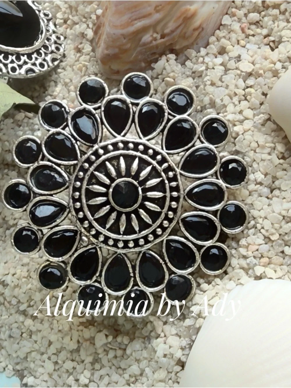 MONUMENTAL ONYX Silver Ring with Black Center Stone